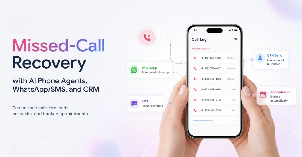 Missed-Call-Recovery mit AI Phone Agent, WhatsApp/SMS und CRM