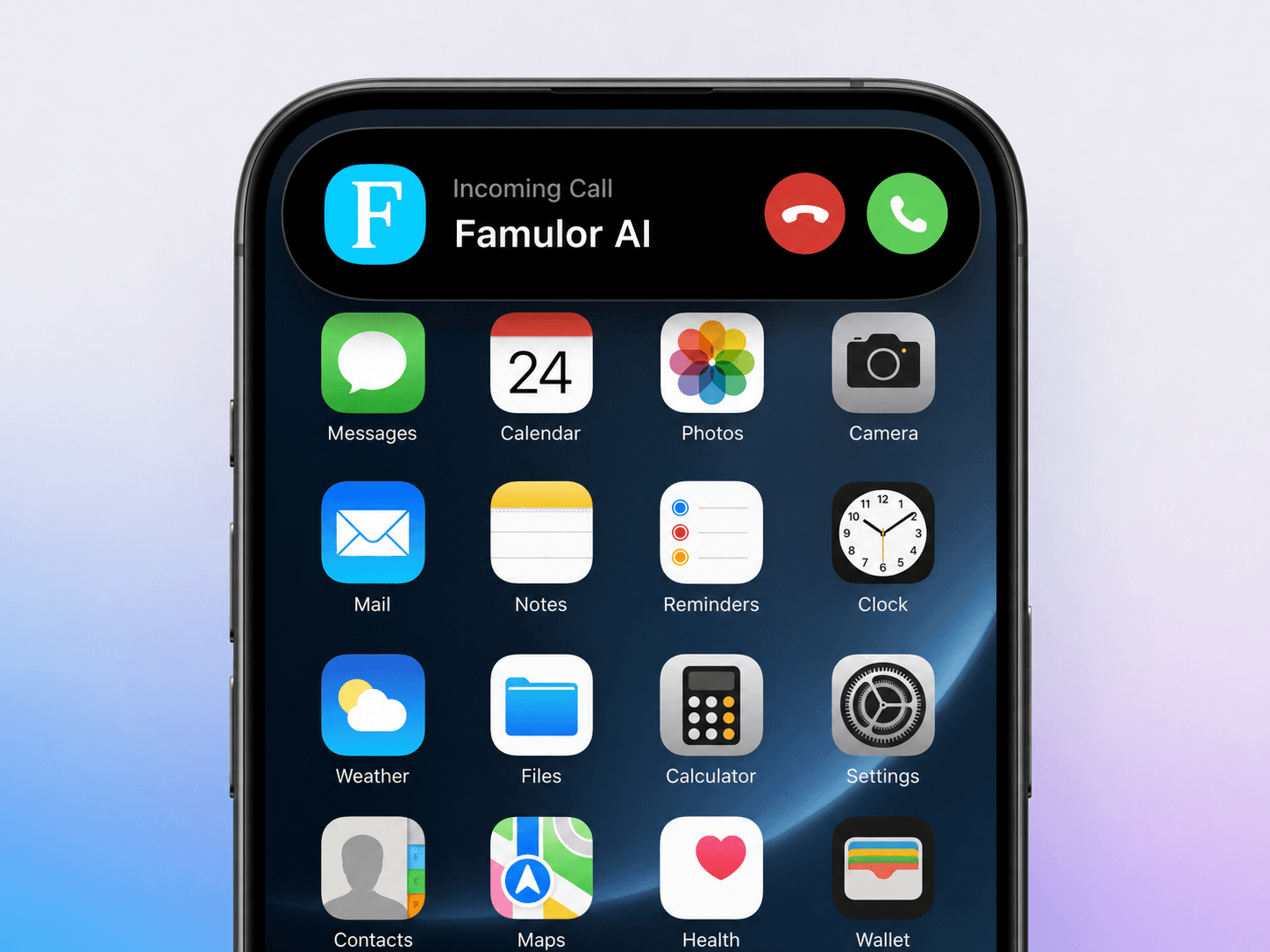 Famulor AI eingehender Anruf auf einem Smartphone